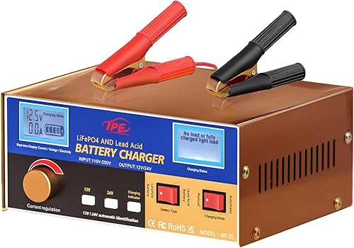 TPE Cargador de baterĂa de litio de 12 V y 24 V, nĂşcleo de cobre puro AGM, cargador de baterĂa de arranque y parada para automĂłvil, barco, TPE Cargador de baterĂa de litio de 12 V y 24 V, nĂşcleo de cobre puro AGM, cargador de baterĂa de arranque y parada para automĂłvil, barco,