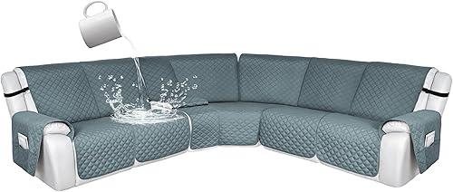 Miniatura 44 de HDCAXKJ 100% Fundas impermeables para sofá seccional reclinable en forma de L, funda de sofá reclinable acolchada lavable, fundas de esquina para