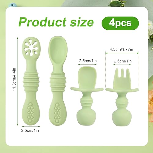 Miniatura 2 de 4 cucharas de silicona para bebés de 6 a 12 meses, sin BPA, cucharas de destete LED para bebés, cuchara de entrenamiento, utensilios de