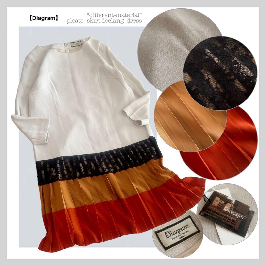 Amazon.co.jp: 異素材mix／刺繍レースダイアグラム／プリーツ  