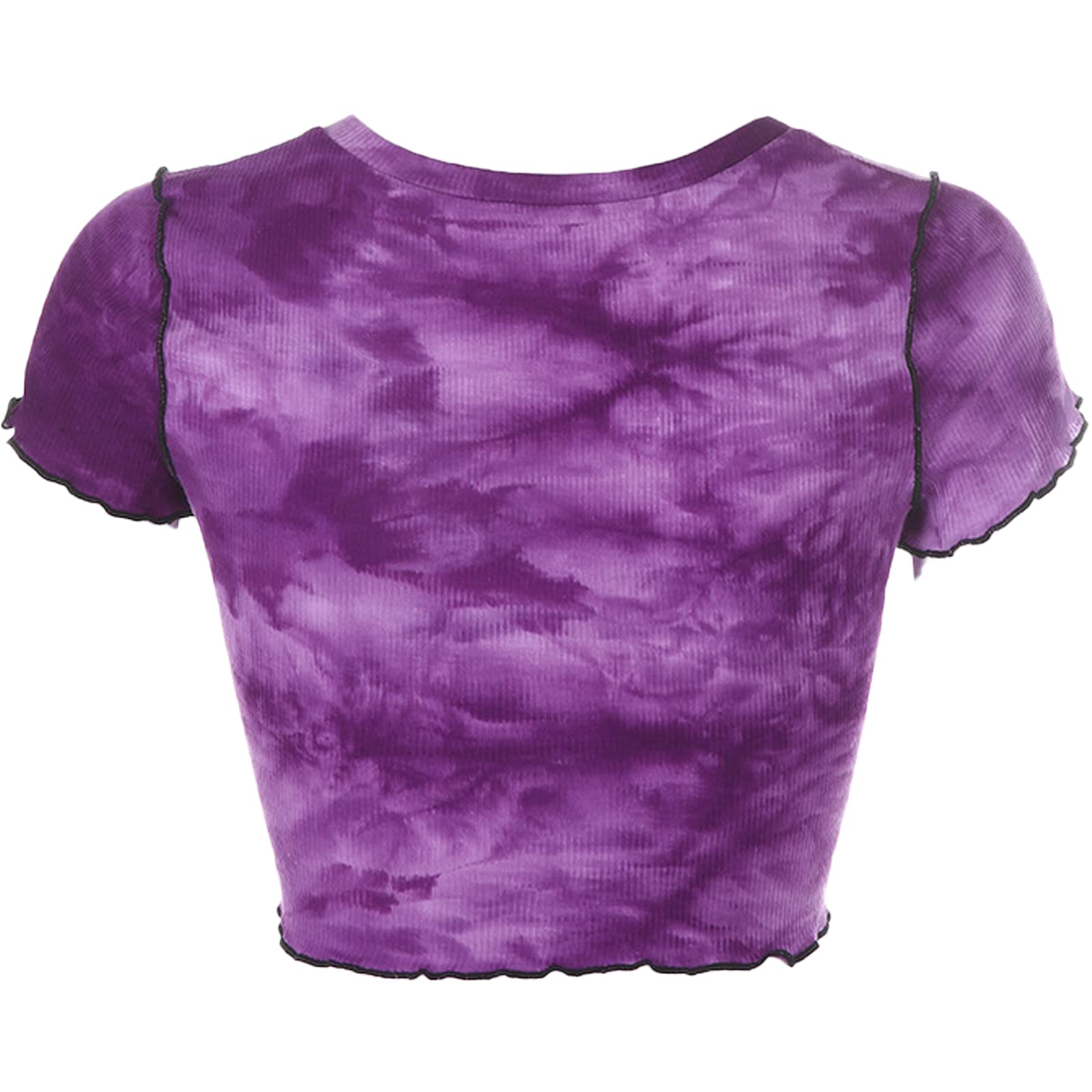 Damskie Crop Tops Eversoft Falbanki T-shirty z krótkim rękawem, nadruk T-shirty z okrągłym dekoltem, lekkie, wygodne