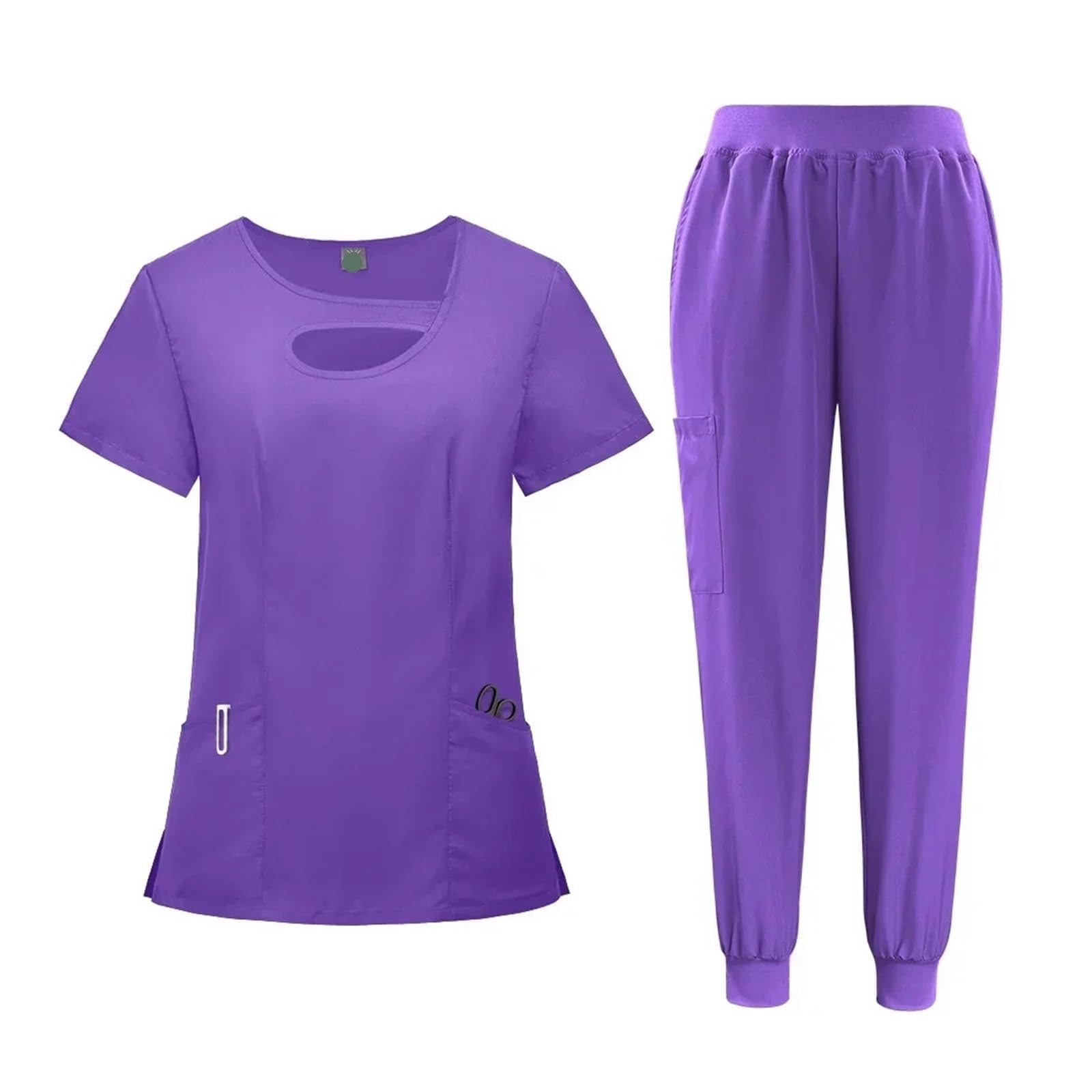 Scrub Designs Frauen Jogger Klinik Krankenschwester Uniformen Krankenpflege Scrubs Uniformen Sets Krankenhaus Uniformen Für Beauty Salon Klinik(Dark Purple,M)