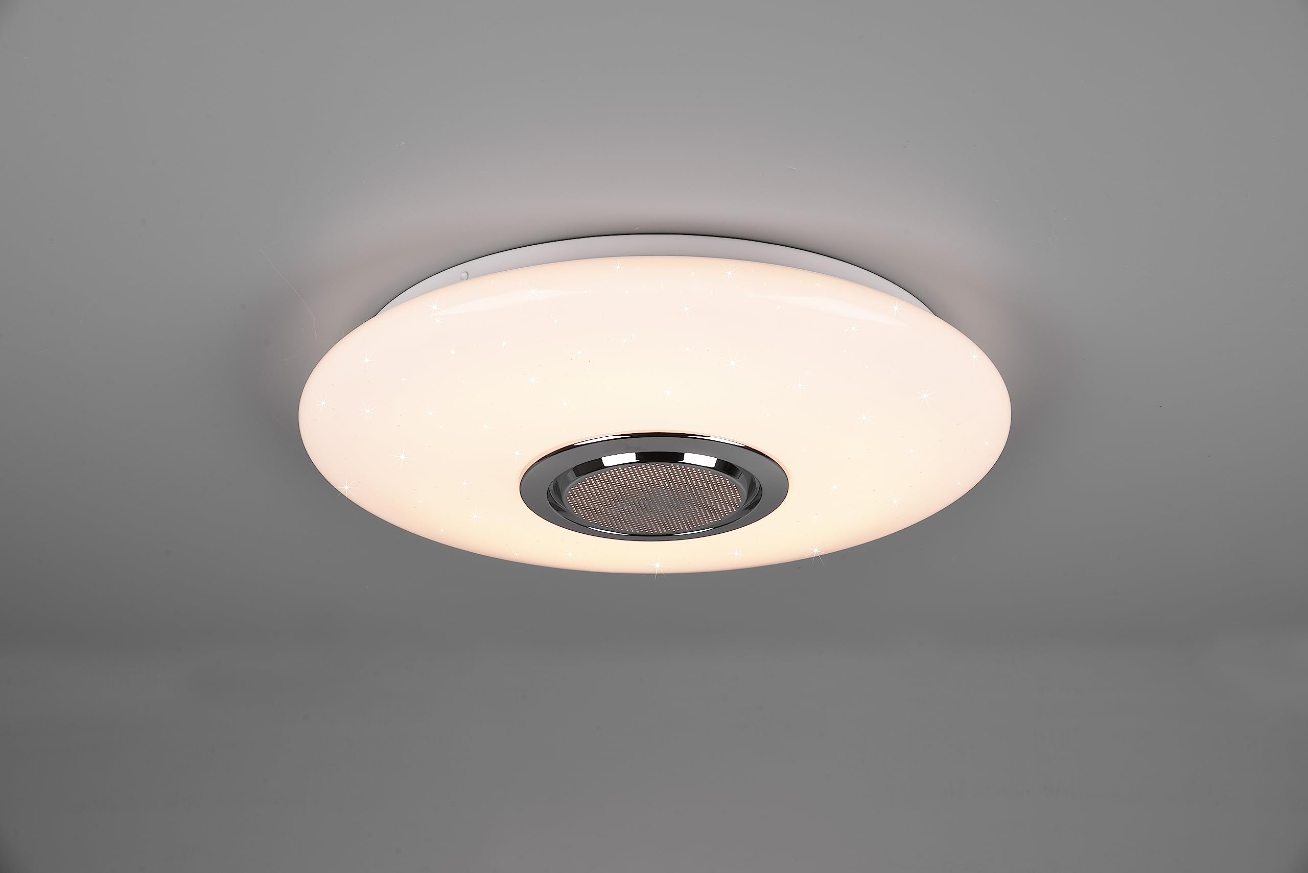 Reality, Plafoniera, Musica incl. 1 x LED,SMD,15,5 Watt,3000-6000K,1700 Lm. incl. 1 x LED,SMD,0,0 Watt, Plastica, Bianco, Finitura: Plastica, Bianco Ø:41,0cm, A:8,5cm Dimmer integrato,
