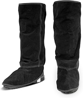 Leather Welding Spats - Heat and Abrasion Resistant Welding Boot Covers Protection - Shoes Protectors - Welding Gaiters, 1 Pair (Black - Extra Long)