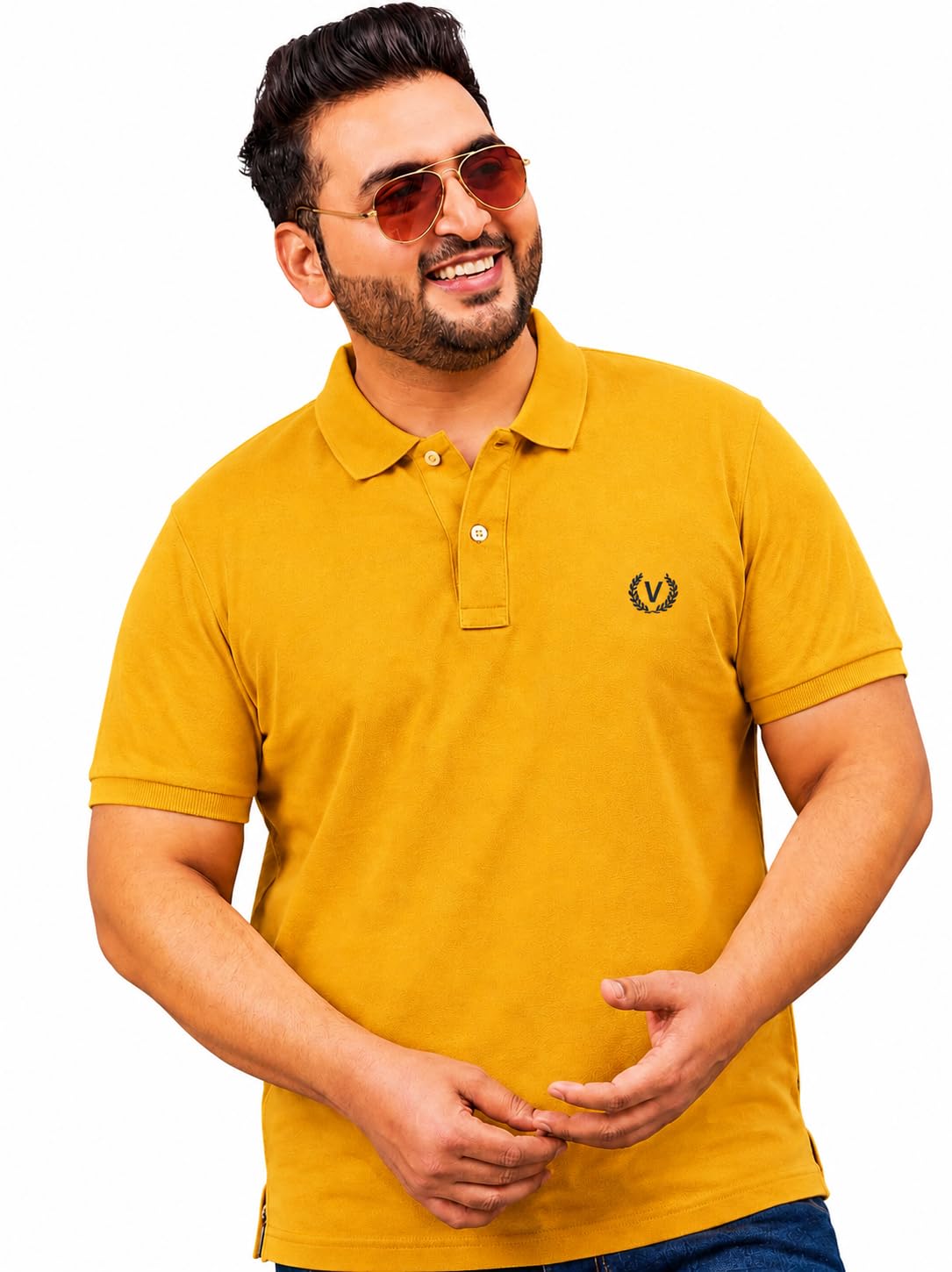 mack jonney Plus Size Men's Solid Polo T-Shirt | Premium Cotton Blend Collared Half Sleeve Regular Fit Casual Polo Tee for Men-MJ-1-picture-22