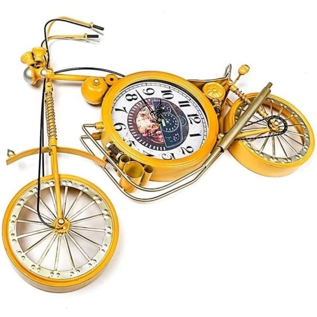 MYUYEE Farmhouse Vintage Clock Wrought Iron Bicycle Shape Ornaments Metal Wall Hanging Home Ornaments for Bedroom Office,B-72 * 55cm (B-72 * 55cm)
