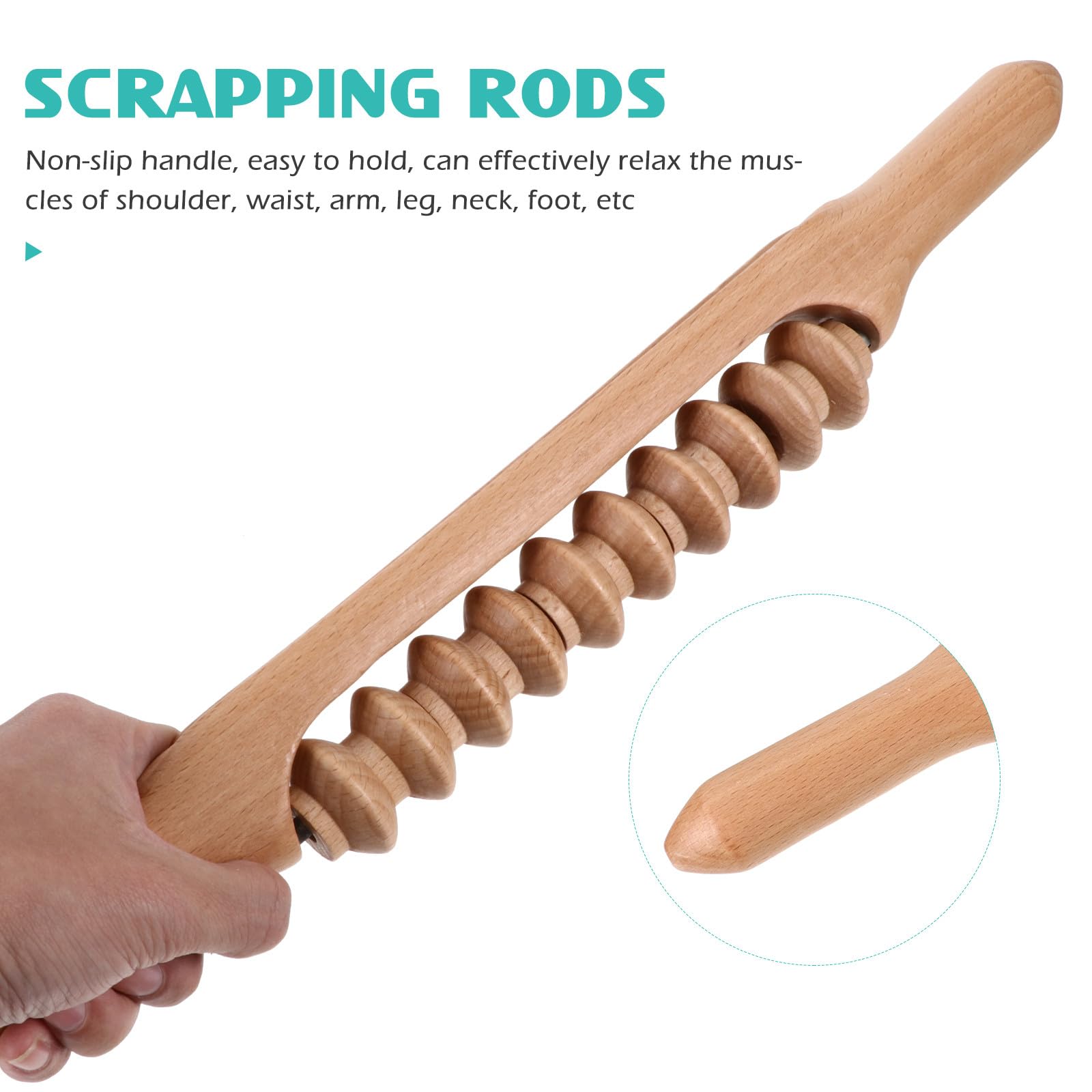 Tofficu Rullo Massaggiatore in Legno 43 Cm per Muscoli, Bastone da Massaggio Manuale Multifunzionale per Collo, Spalle e Pancia, Strumento Leggero per Relax e Benessere Corporeo