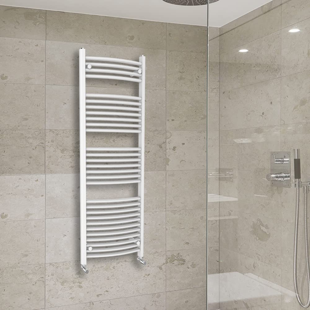 Warmehaus White Curved Heated Towel Rail Radiator Ladder 1500X600mm
