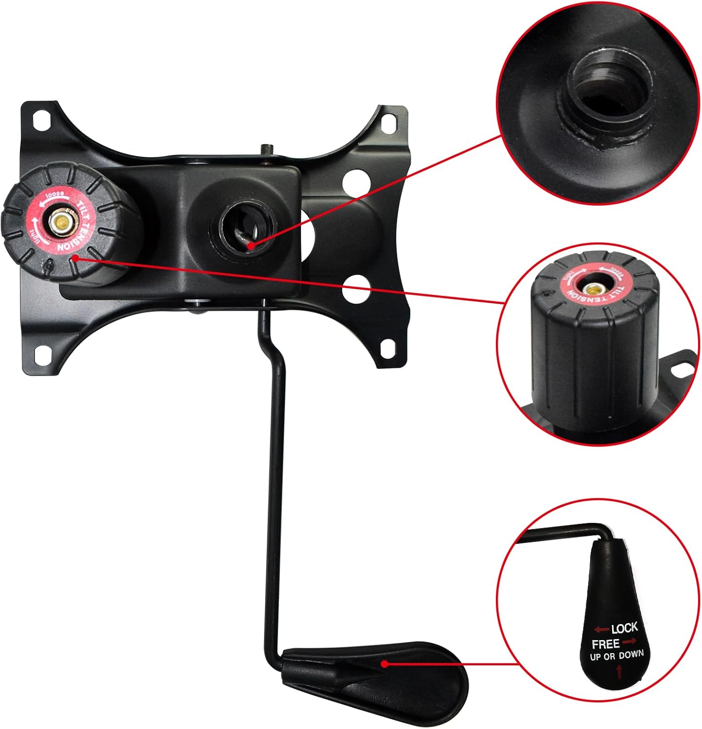 MySit Heavy Duty 300 LBs Office Chair Tilt Mechanism Replacement Parts, 5.9'' x 8.6" Mounting Holes Tilt Control Mechanism(Not Standard Dimension)