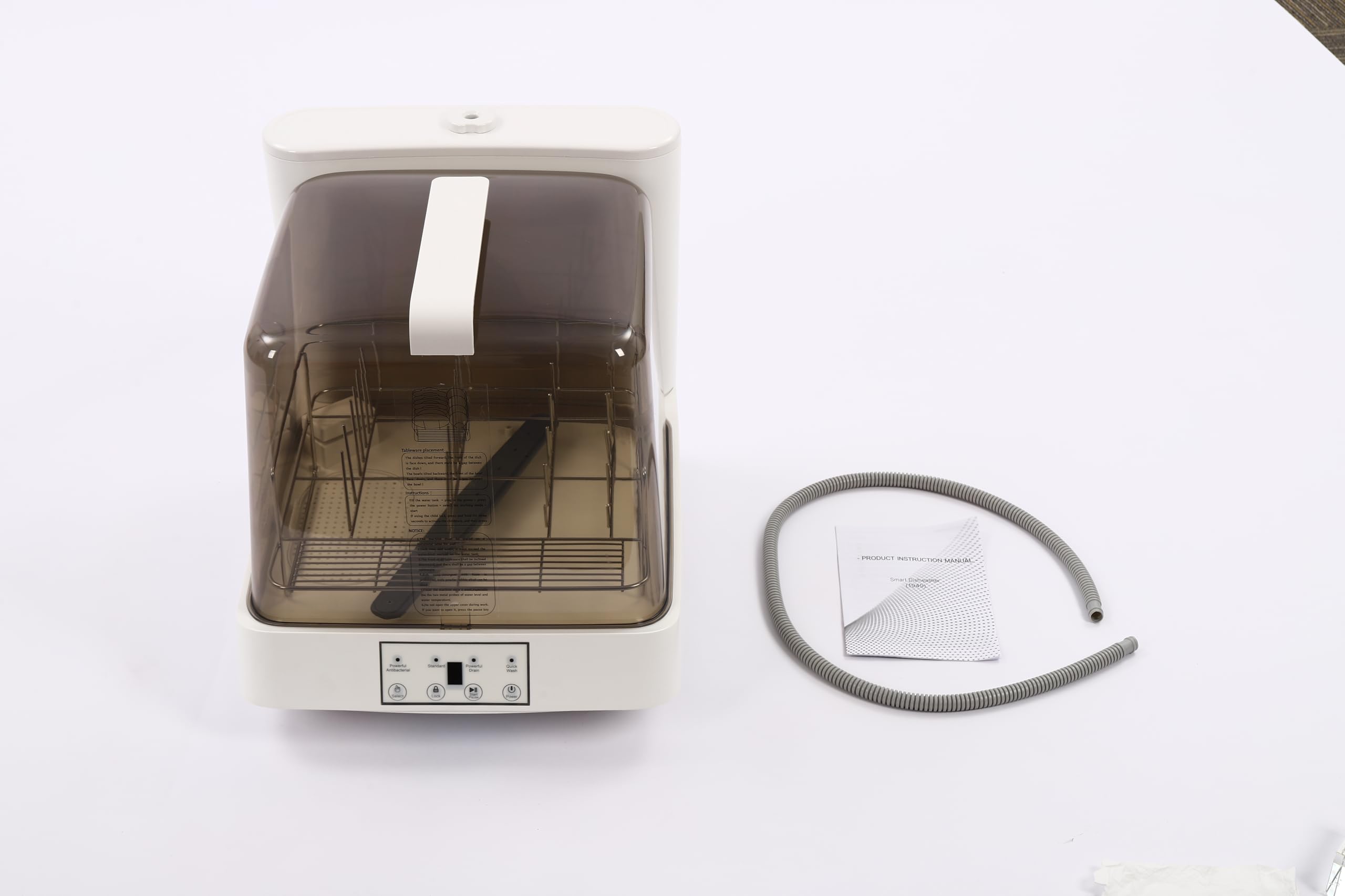 Tisch Geschirrspüler mit Transparentem Deckel, Mini Spülmaschine 3 Programme, Berührungssteuerung, freistehend 2 in 1
