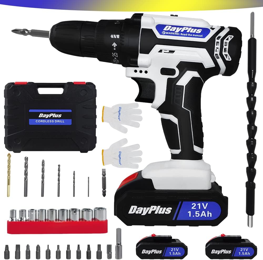 Cordless Drill Tool Kit21V Cordless Drill Set, 25+1 Position and 22pcs Drill/Driver