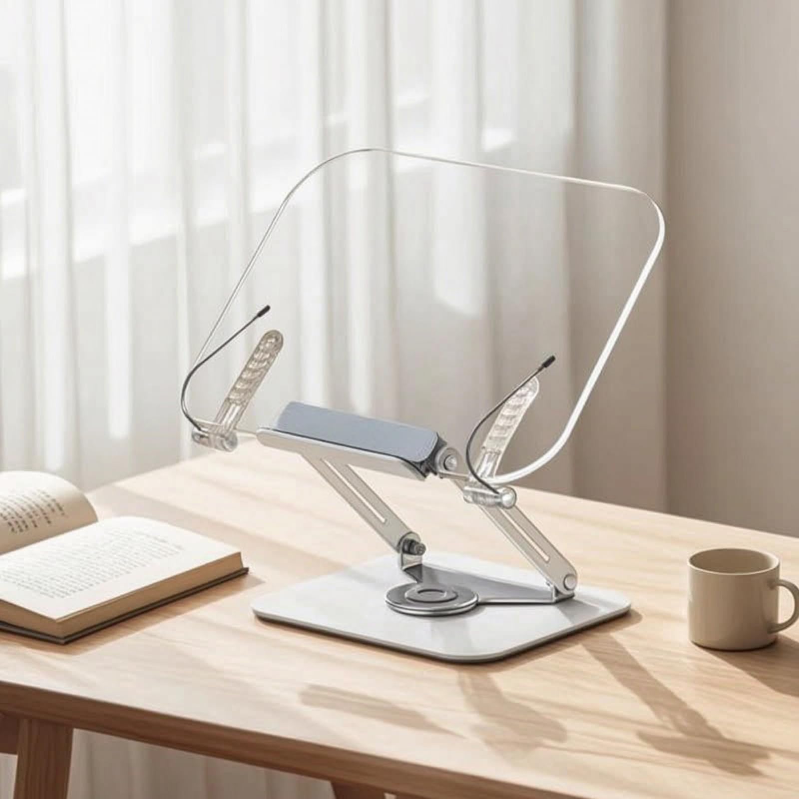 Milageto Atril de Lectura Acrílico Soporte para Libros Portadocumentos Portátil Base Estable con Pinzas Ajustable para Ángulo, Soporte De Lectura De Acrílico Básico