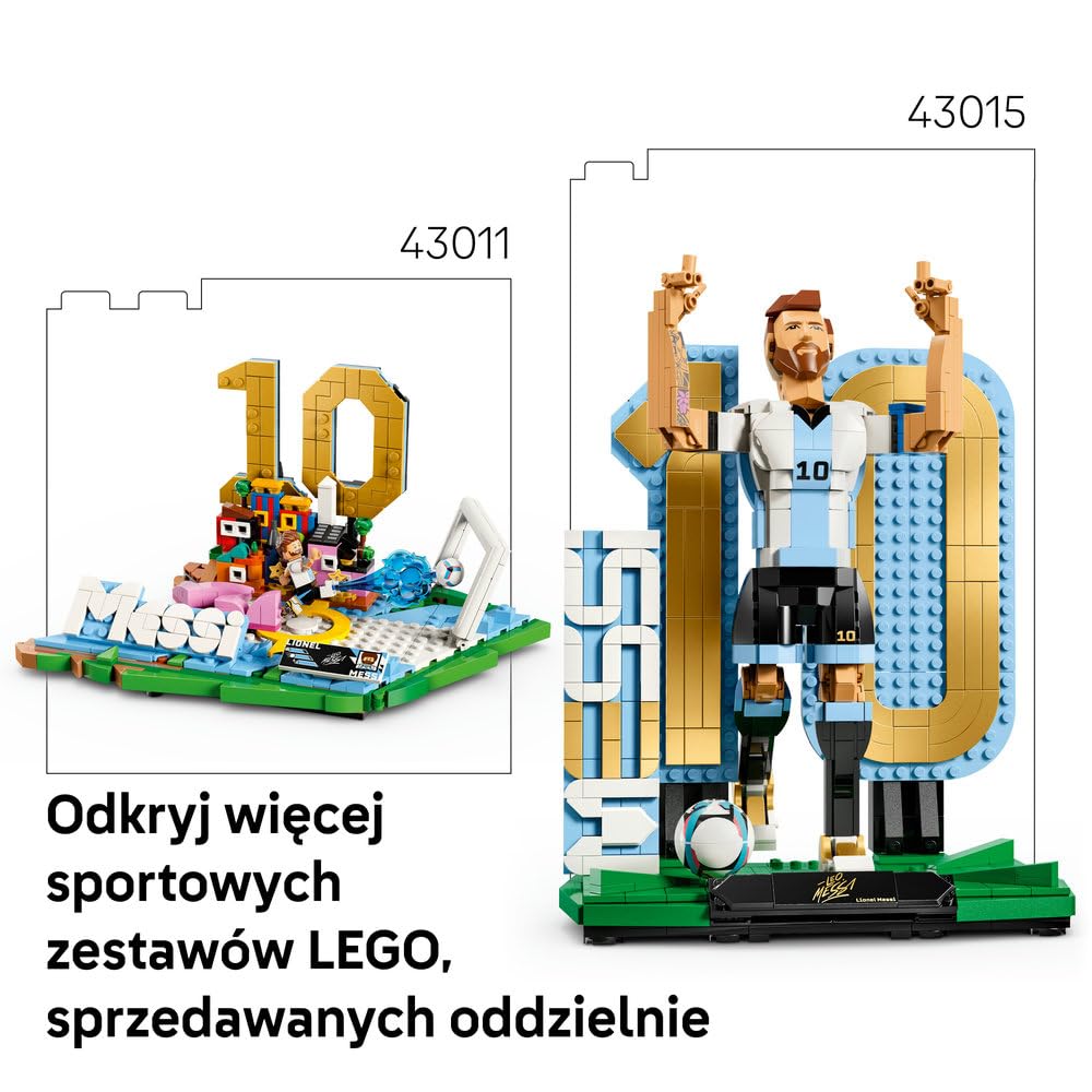 LEGO Editions Lionel Messi — cieszynka 43018 | Sportowa dekoracja, zestaw klocków dla dzieci, prezent dla fana piłki nożnej, dla chłopców i dziewczynek 14+, 1427 elementów