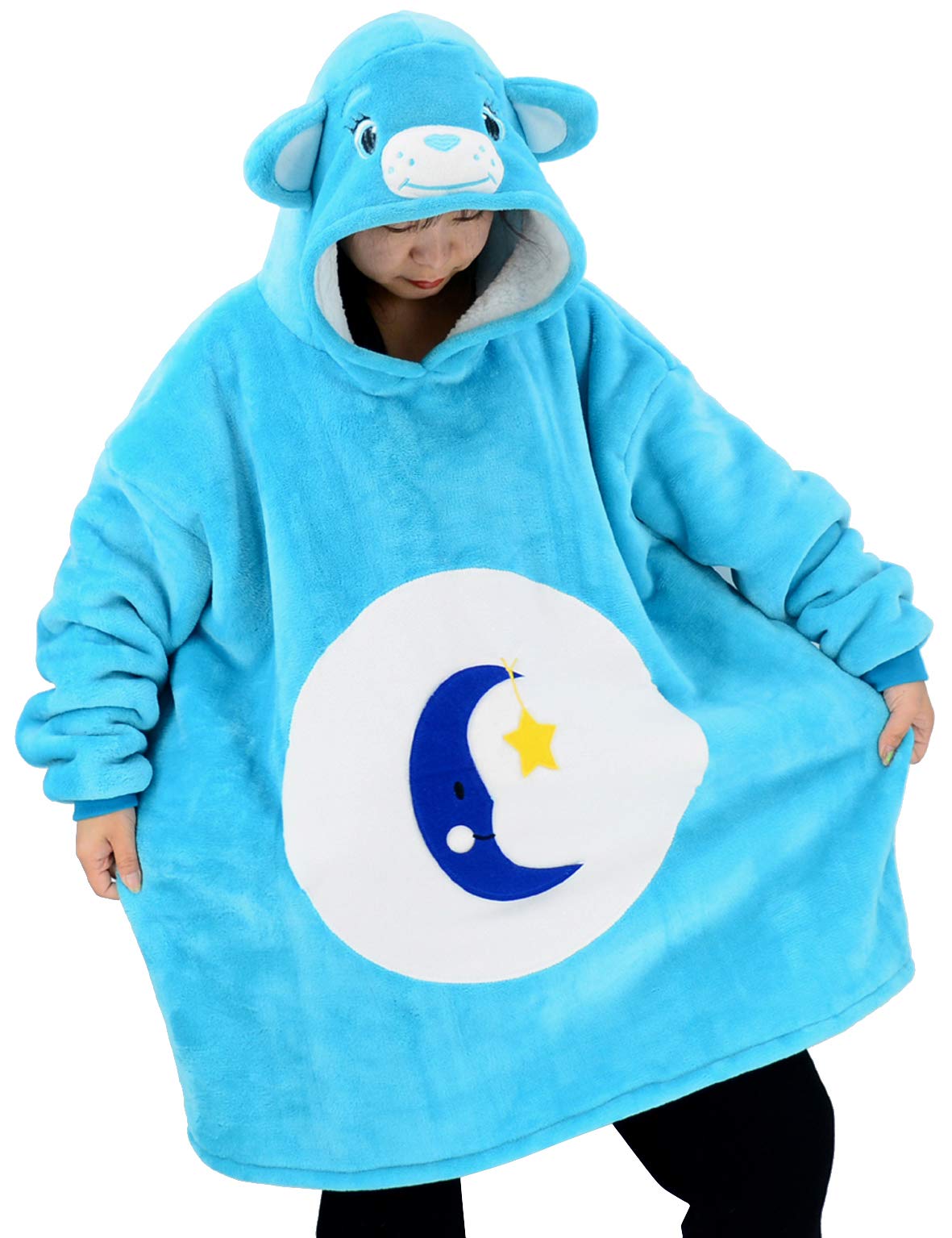 vavalad Blue Bear Sweatshirt Animal Wearable Blanket TV-Blanket Cosplay Costume Wearable Blanket for Men and Women Teens One Size Fits All