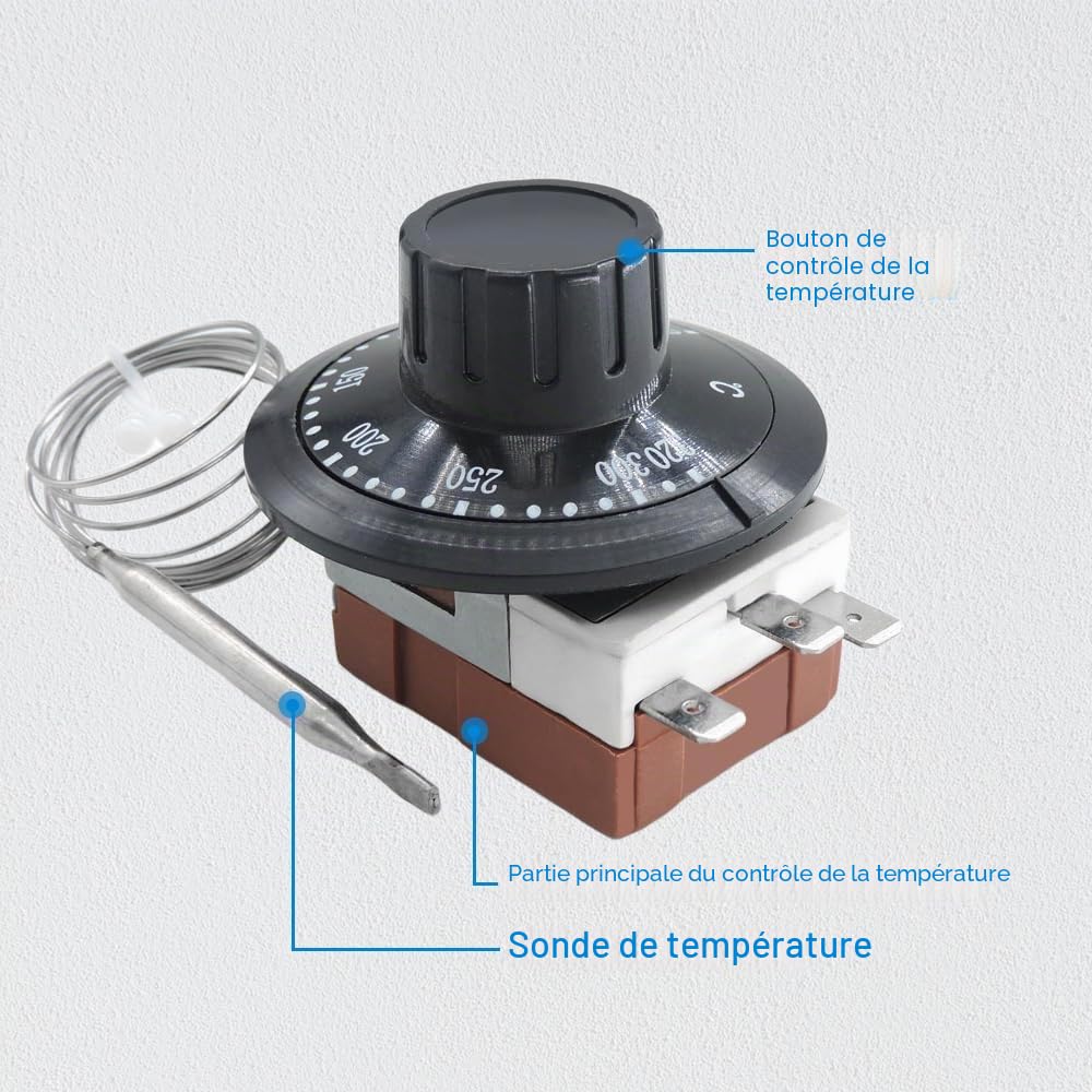 Riloer Thermostat capillaire pour voiture, radiateur de refroidissement de haute précision, interrupteur de contrôle de température 12 V, réglable de 0 ℃ ~ 120 ℃ universel pour chauffage et