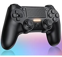 【2025革新モデル】P4 コントローラー ワイヤレスコントローラー 無線 Bluetooth接続 1000mAh 遅延なし 二重振動 ジャイロセンサー機能 重力感応 高耐久ボタン ゲームパット ヘッドフォンジャック付き P4/P3/PC対応 日本語取扱説明書 (Black)