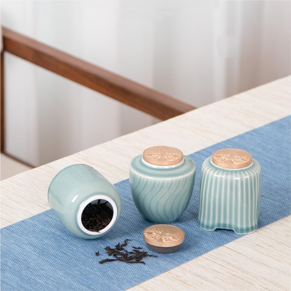 Pojemniki na herbatę Celadon, zbiornik do przechowywania herbaty sypkiej, ceramiczny zbiornik z uszczelnieniem, pojemnik na herbatę Awakening, zbiornik do przechowywania herbaty (A)