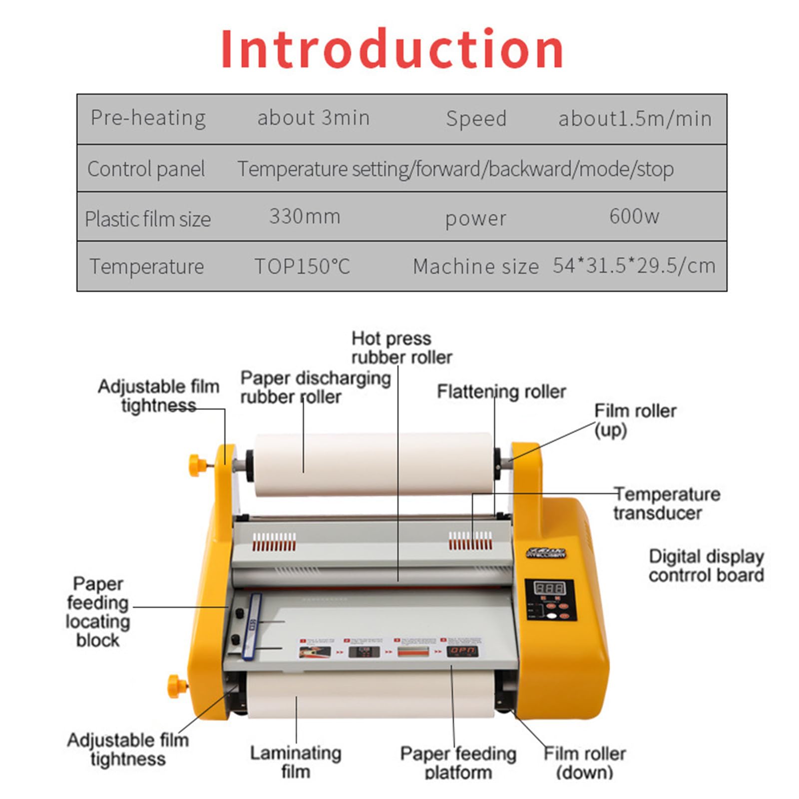 Laminatrice a freddo a caldo,formato A3,per ufficio, riscaldamento rapido,macchina di laminazione termica con display digitale mono e bifacciale, per uso commerciale scolastico