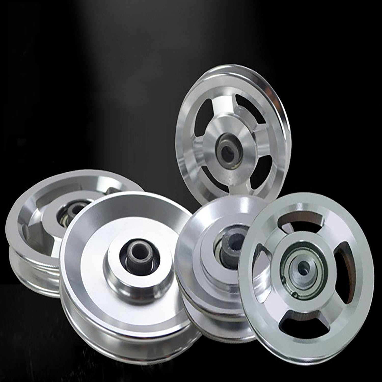 QWORK Pulegge Per Palestra 90 Mm - 4 Pezzi, Carico Max 450 Kg, Per Corde Fino 7 Mm, Nylon E Acciaio - Foto 4