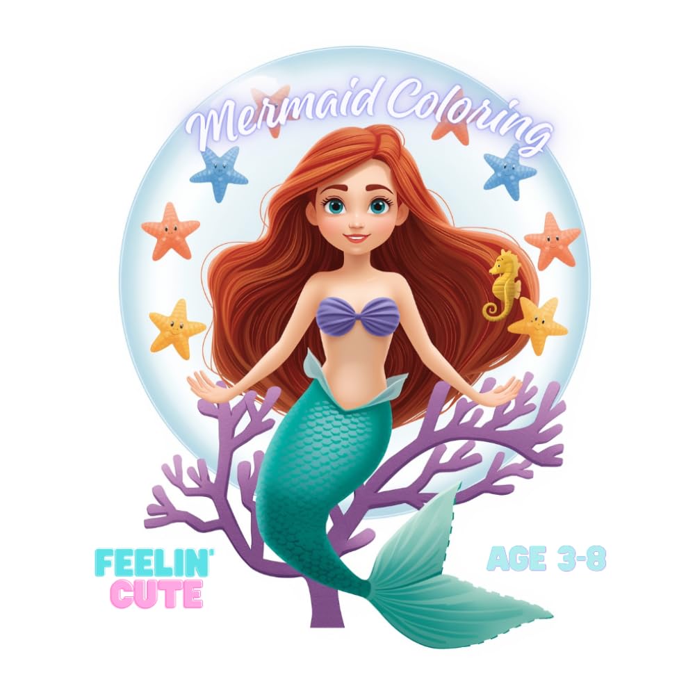 Mermaid Coloring book: Fun learning coloring book, story coloring for kids,learning coler for kids (8.5×8.5)