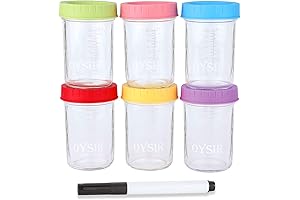 8oz Containers with Lids Glass - 6 Pack Reusable Glass Baby Food...