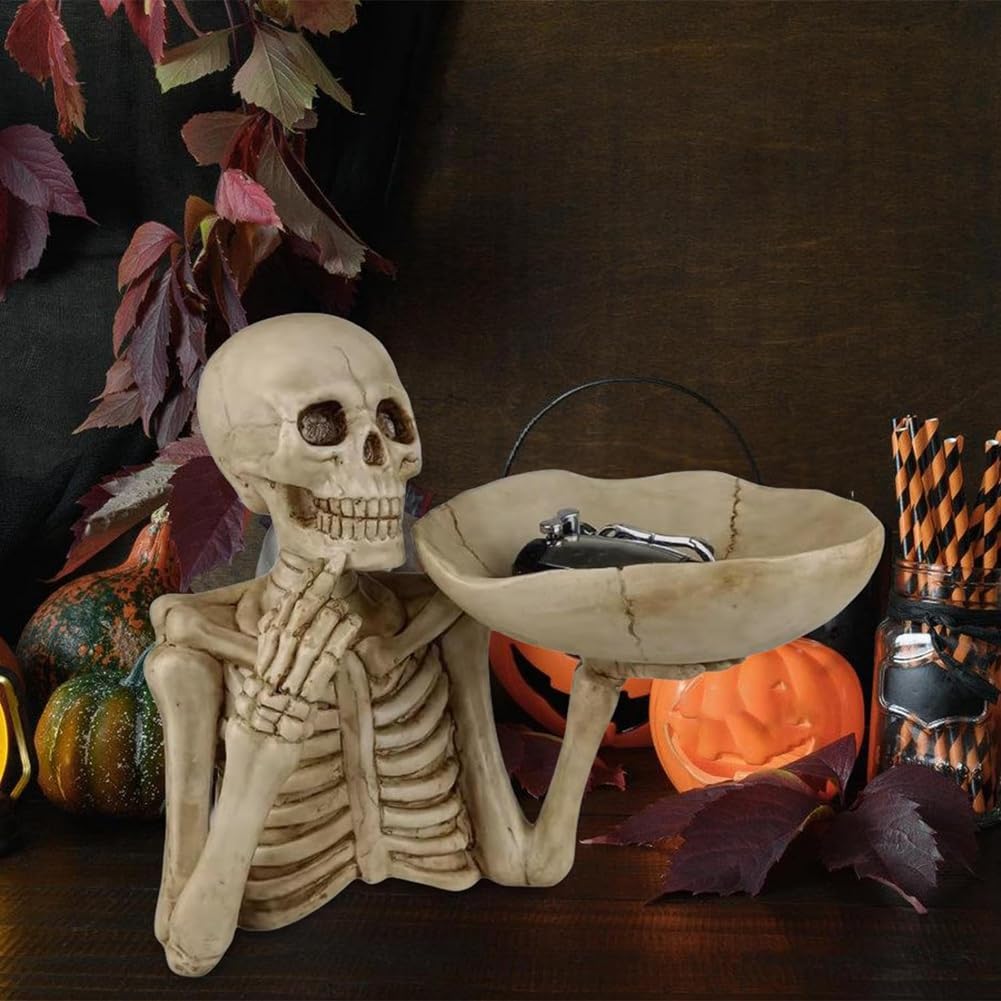 Vaso Teschio Decorativo Halloween - In Resina, Per Piante O Caramelle - 16.5x11.5x11 Cm - Foto 12