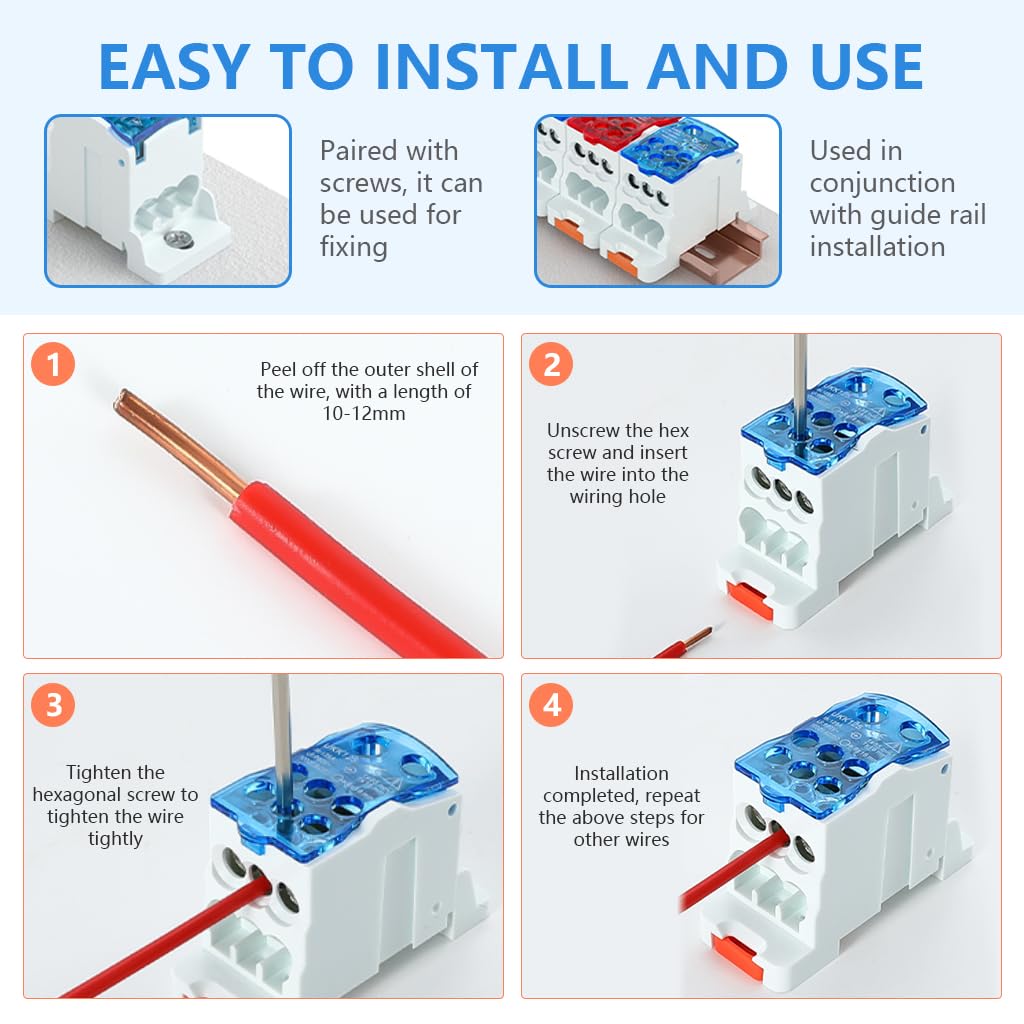Serplex® 80A Terminal Block Connector with Cover for Electrical Wiring — Amazon image 6