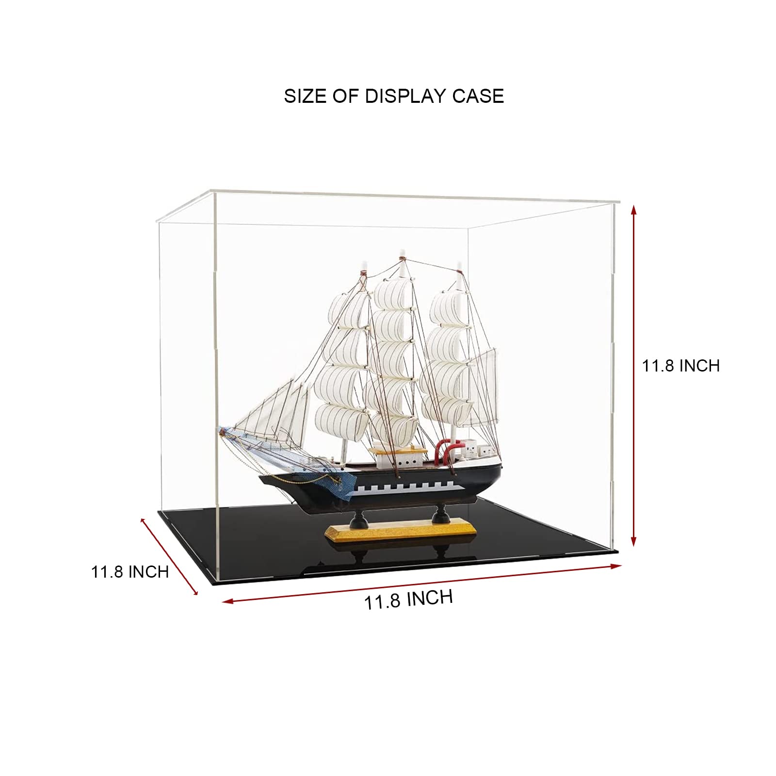 Clear Acrylic Display Case,Self-Assembly Acrylic Display Box,Countertop Box Cube Organizer Stand Riser Dustproof Protection Showcase for Action Figures Toys Collectibles (11.8x11.8x11.8 inch) 4