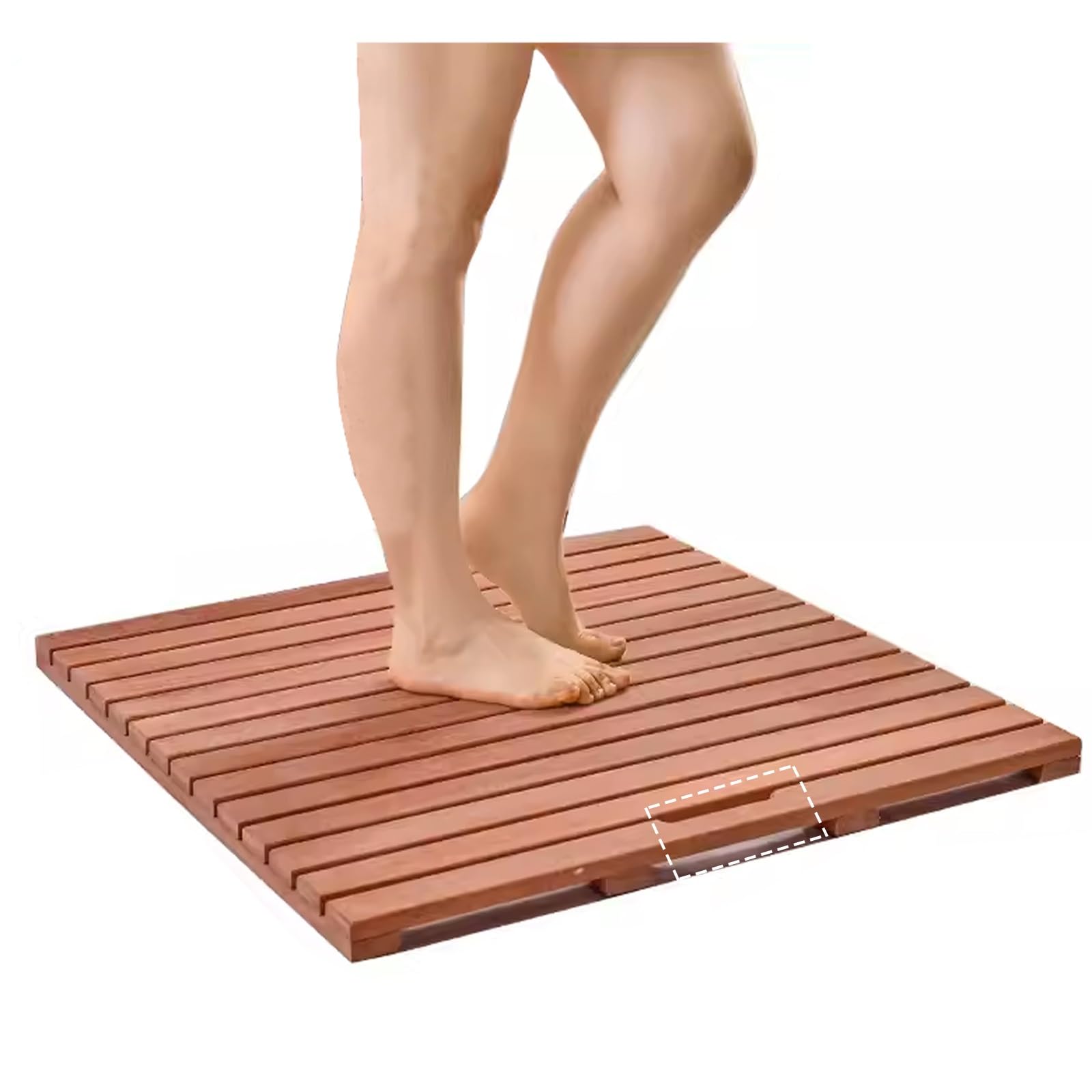 Luxuriöse Spa-Badewannenmatte, rutschfeste Holz-Badematte für den Innen- und Außenbereich, wasserdichtes Holzentenbrett, goldenes Rosenholz, 85 x 90 cm