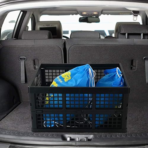 Miniatura 4 de Cajas plegables rectangulares de plástico de 34 L, almacenamiento de cajas plegables, paquete para 3, negro