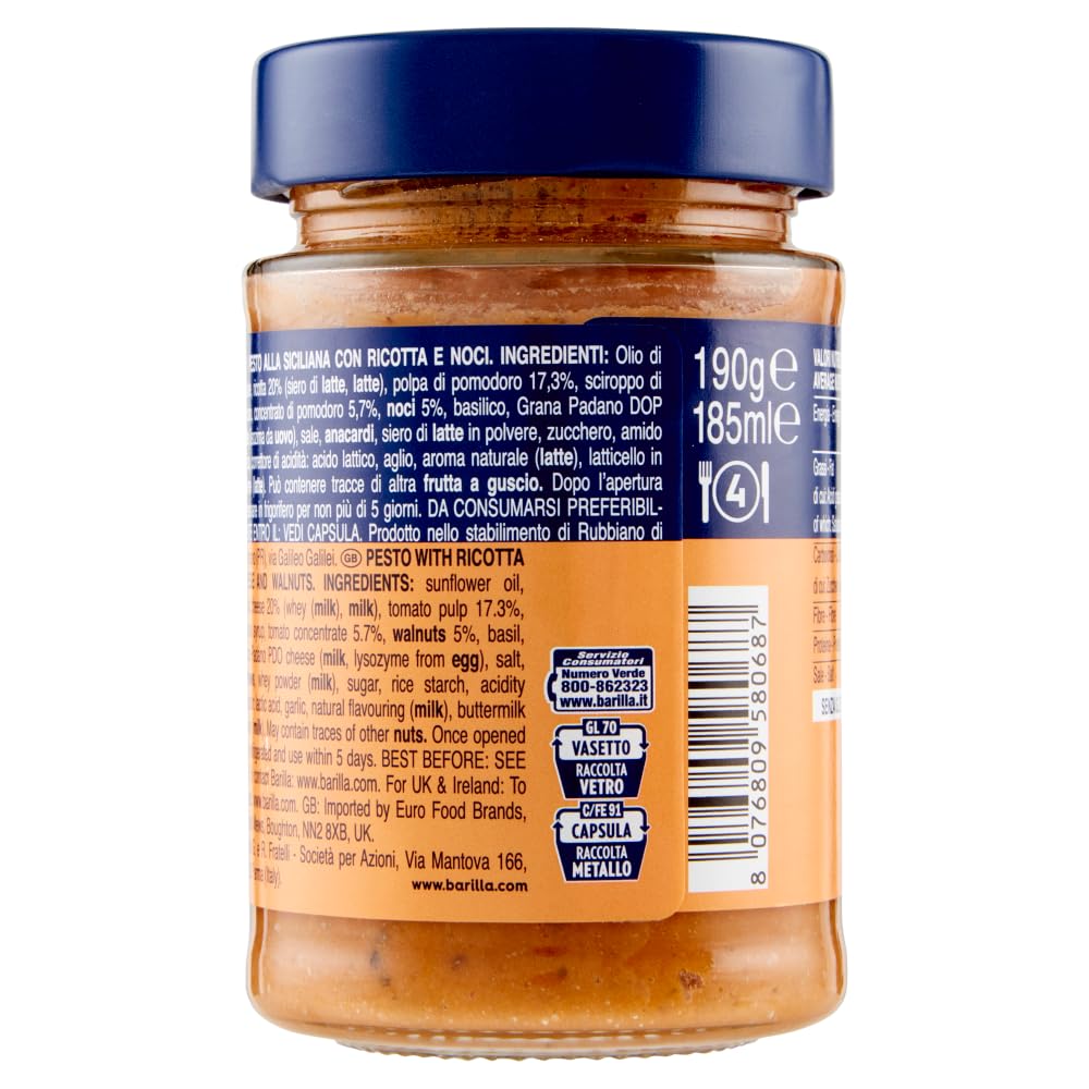Italian Gourmet Pesto Ricotta e Noci, Pastasauce cremig 12 x 190g