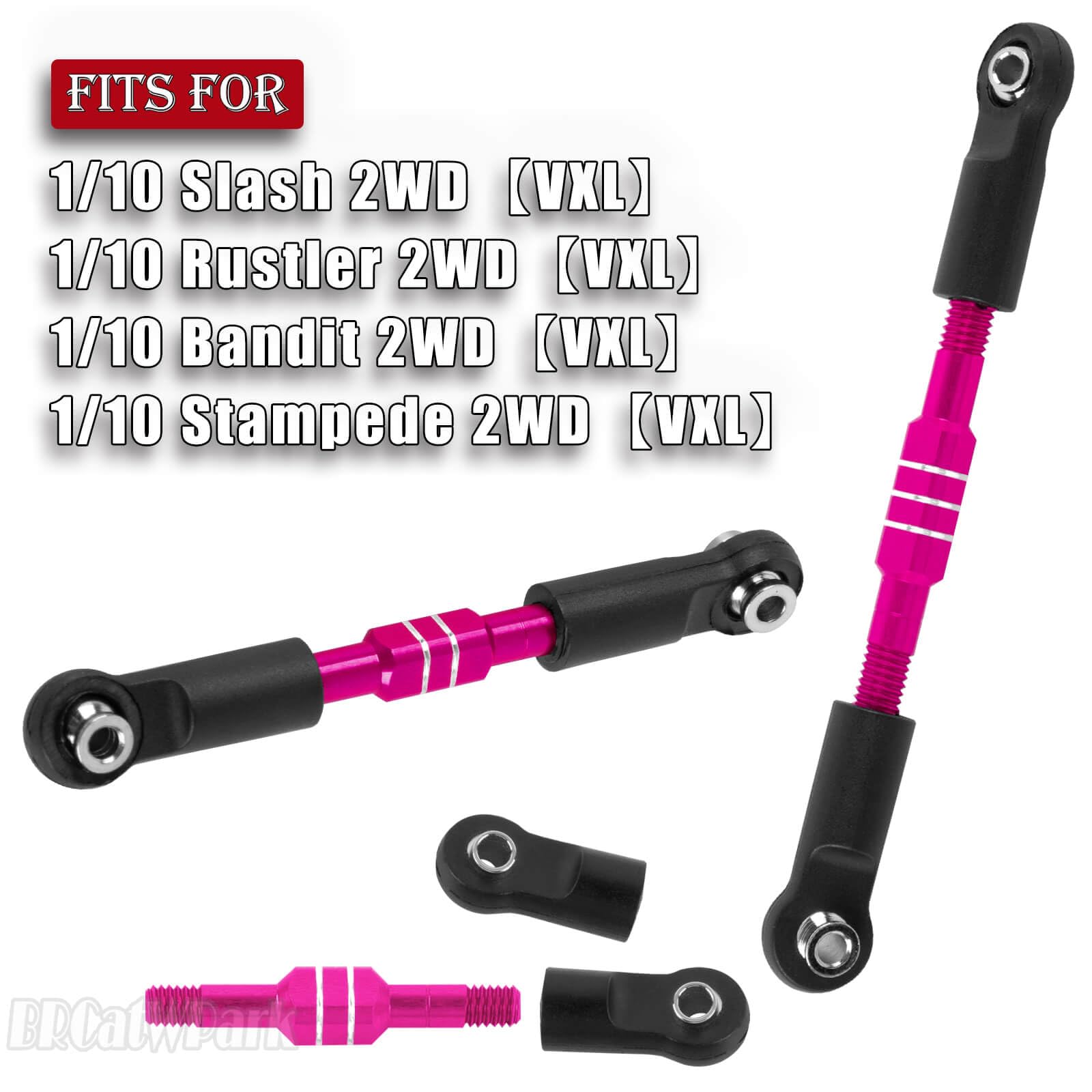BRCatWPark Aluminum Turnbuckles Camber Links Upgrades Part for 1/10 Slash 2WD VXL/Rustler 2WD VXL/Bandit 2WD VXL/Stampede 2WD VXL,RC Alloy Adjustable Turnbuckles Hop-Up,Pink