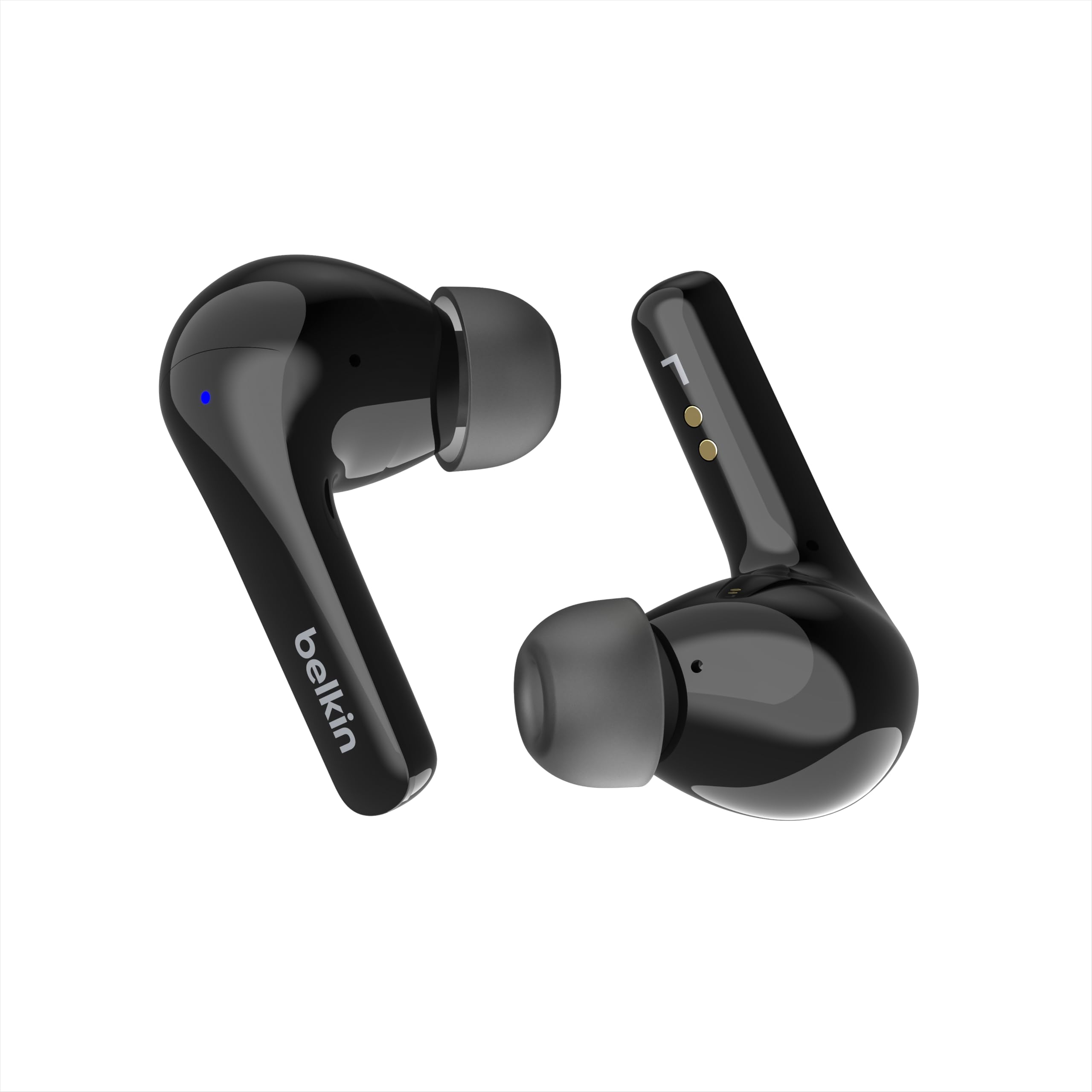 BelkinSoundForm™ Motion True Wireless Earbuds, Clear Call Quality with Wireless Charging Case & Dual Microphone - IPX5 Water Resistant Bluetooth Headphones for iPhone & Samsung - Black