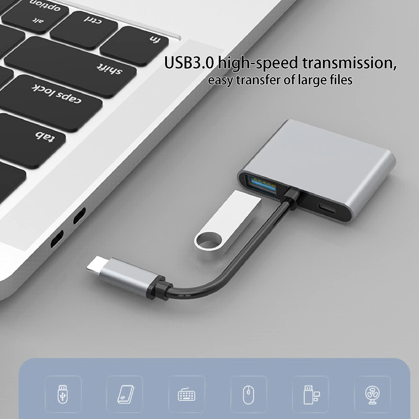 Docking Station, 4K 4 in 1 USB C to Converter, MultiScreen Power Adapter Hub, USB3.0 5Gbps, PD Port, for Tablets, Laptops, Desktop