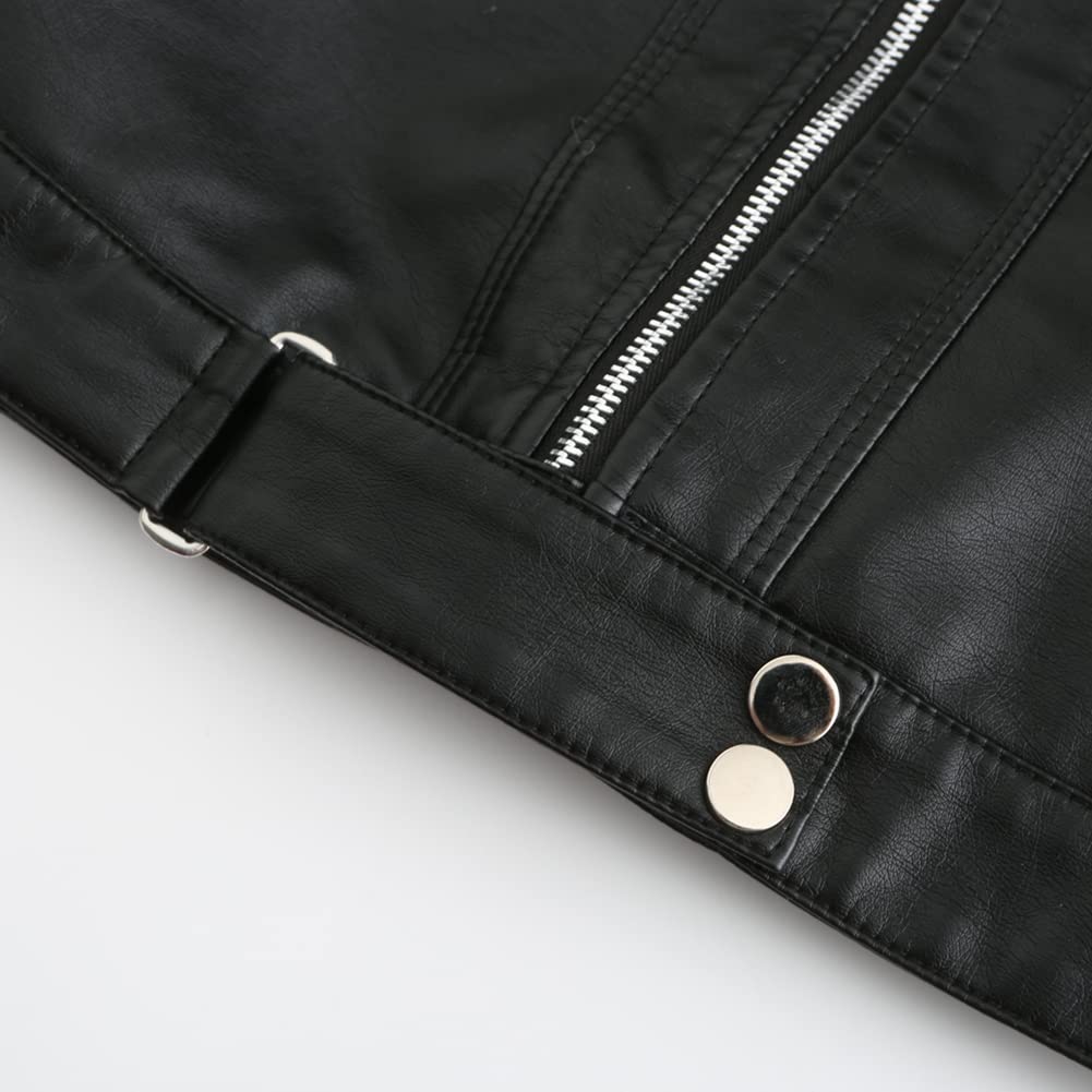 YYNUDA Giacca da donna elegante in ecopelle con zip su moto corta PU Moto Biker Outwear aderente cappotto sottile