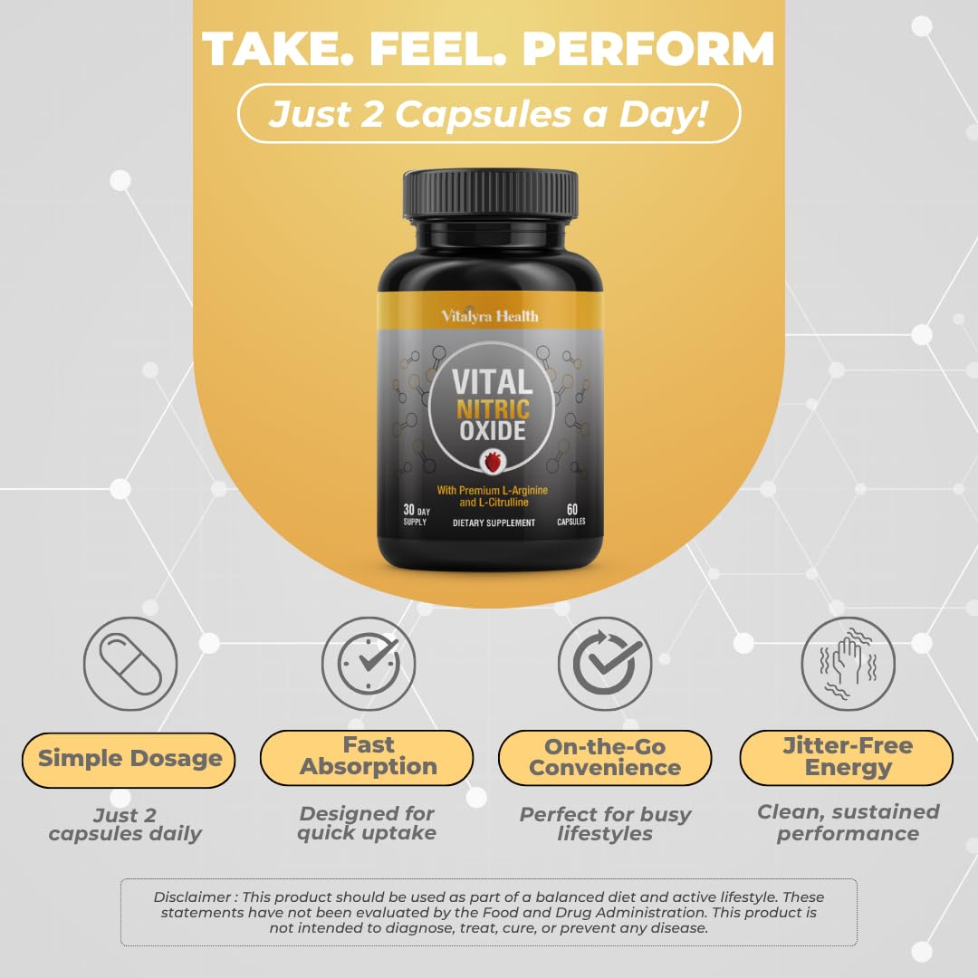 Vitalyra Nitric Oxide Supplement for Men, L-Arginine L-Citrulline Booster — Amazon image 6