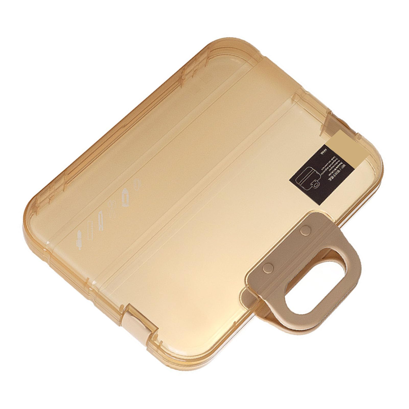 Transparent File Box, Craft Organizers and Storage Plastic Scrapbook Paper Storage Cases Portable Project Case with Handle Plastic File Case(Beige)