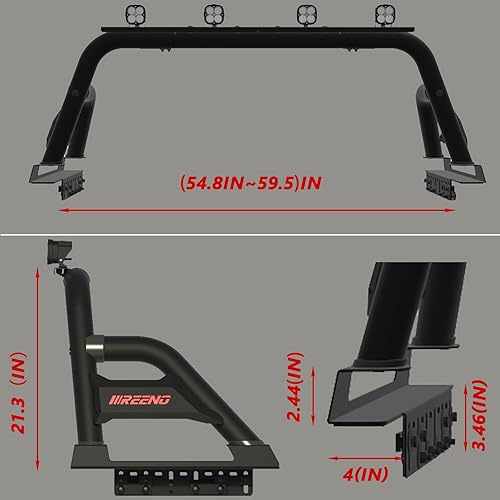 Miniatura 8 de Barra antivuelco  Barra enrollable ajustable deportiva para camioneta de tamaño mediano compatible con Tacoma, Ford Ranger, Canyon, Nissan Frontier,