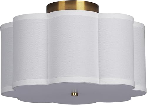 Miniatura 9 de Modern Flush Mount Ceiling Light,3-Light Nursery Light Fixture with Petal-Type White Fabric Shade,12.6 Farmhouse Drum Ceiling Light Fixture for