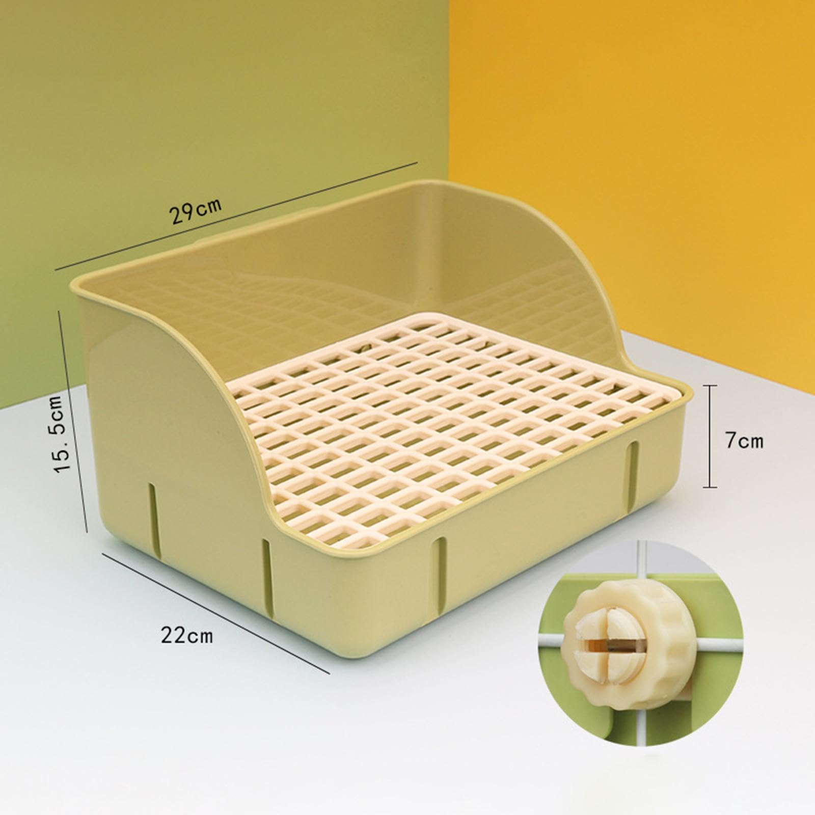 Kaninchentoilette Kleintierkäfig Ecktoilette Streubox Trainingsbox Aus Langlebigem PP mit Abnehmbarem Einsatz für Kaninchen Meerschweinchen Hamster Ch, grünes PP-Netz