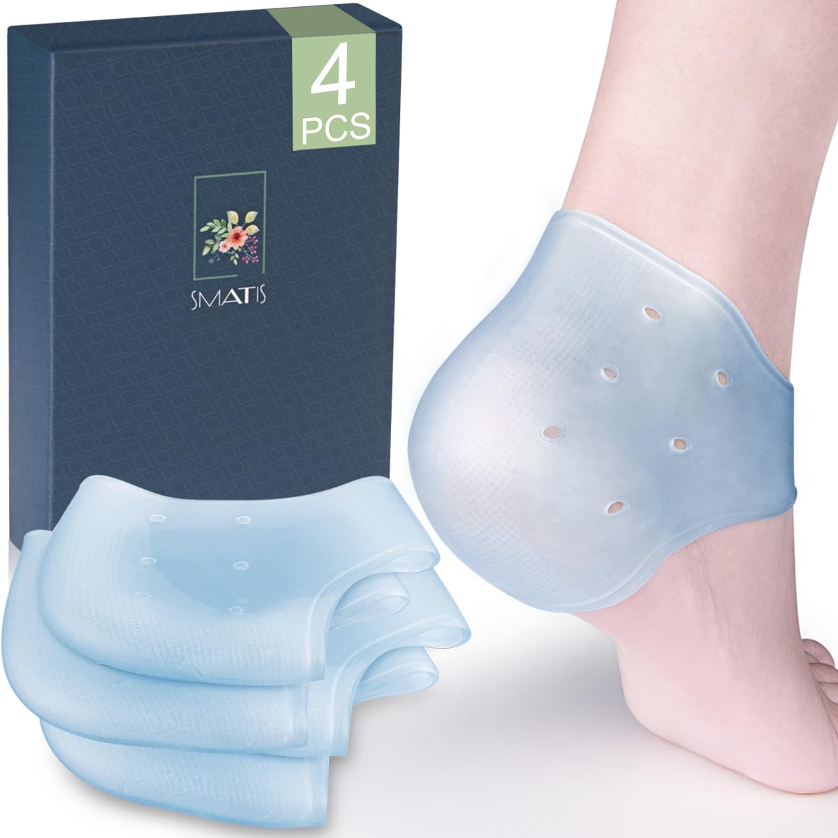 Ochraniacz pięty na zapalenie powięzi podeszwowej, 4 szt. miseczek na ból pięty, zapalenie ścięgna Achillesa, ostroga kości, bóle stóp, łagodzi ból