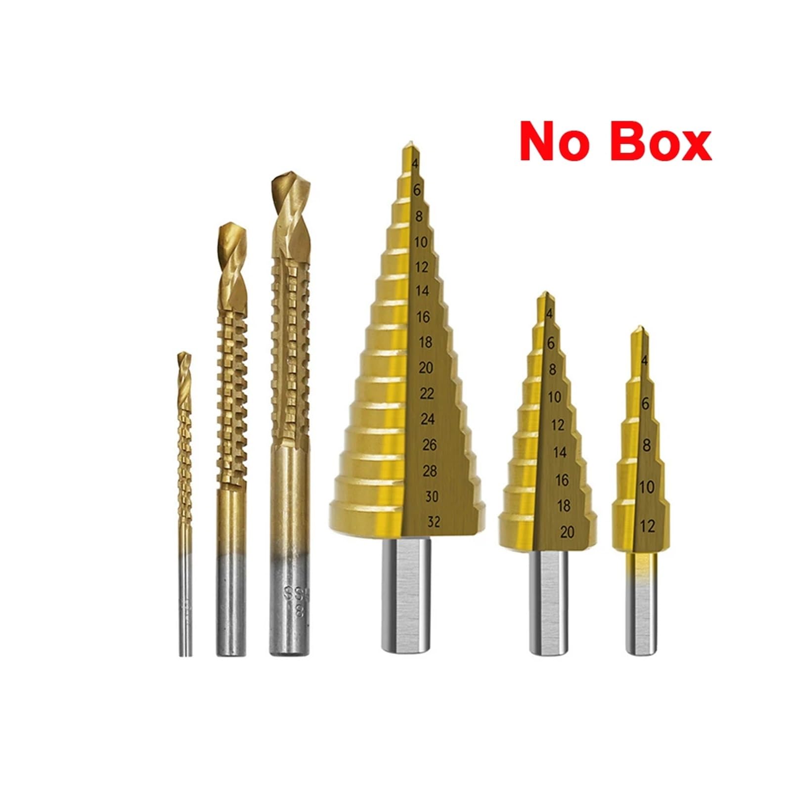 Broca escalonada ranurada en espiral, 6PCS 4 32mm 8mm Broca escalonada Juego de brocas for sierra