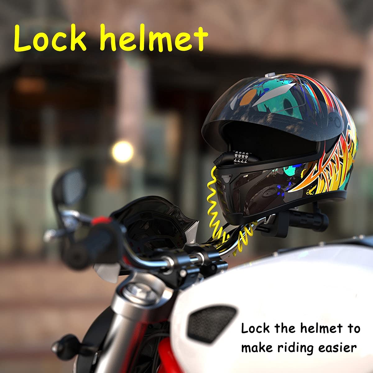Lucchetto per Casco da Moto, Lucchetto per Bicicletta Piccola Combinato, Lucchetto per Cavo per Bici Lucchetto per Bici Leggero, Lucchetto per Ruota Reimpostabile per Passeggini, Bagagli, Porte Nero