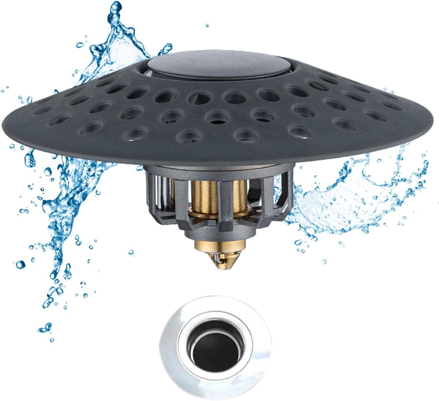 Tub Stopper with Lid Hair Collector Upgraded Popup Stainless Steel