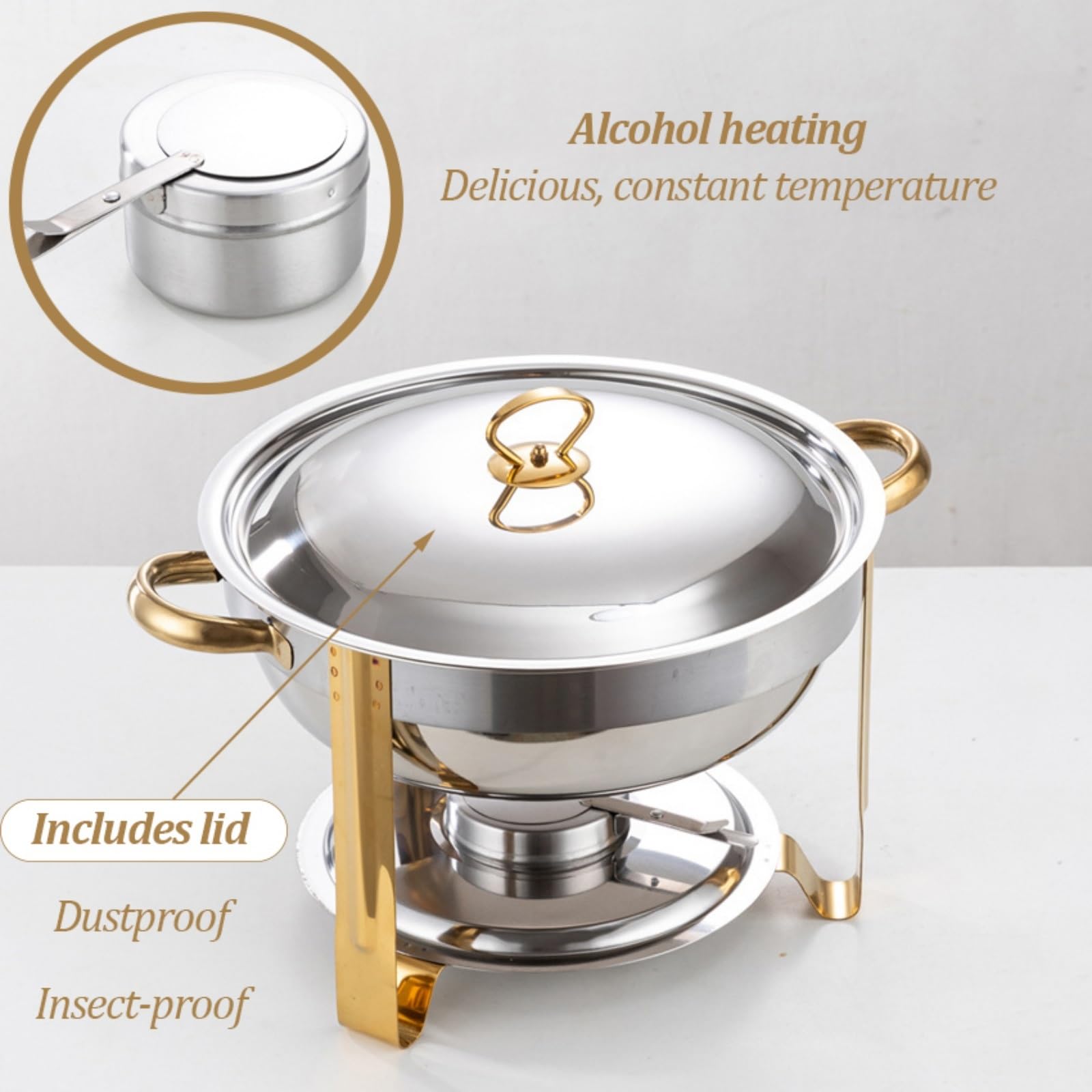 Service de buffet en acier inoxydable, chauffage à l'alcool, service en libre-service pour la restauration et les fêtes