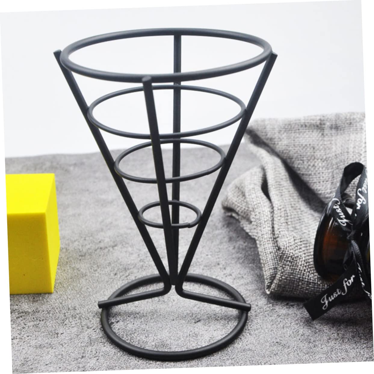 MOLUCKFU Metal Storage Basket French Fries Holder Cone French Fries Stand Snack Basket