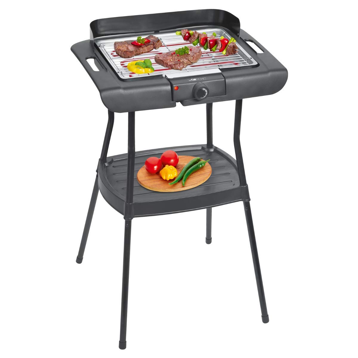 Clatronic BQS 3508 Grill elektryczny z nogami, Gril 35,5 x 24,5 cm, 2000 W, Metal, Czarny