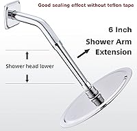 Vista 2 de Extensión de brazo de ducha cromado, extensor de montaje de brazo de 6 pulgadas para cabezal de ducha superior, tubo extensor de hembra a macho