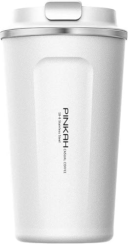 Taza de café de viaje de 12 onzas, vaso de café aislado de acero inoxidable de doble pared, taza térmica con tapa, para bebidas calientes y frías