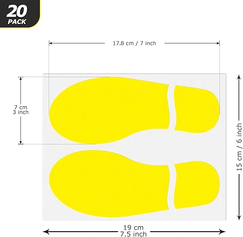 Miniatura 2 de Calcomanías amarillas de huellas de zapatos de 3 x 7 pulgadas, vinilo autoadhesivo para impresión de zapatos, calcomanías de pies para niños,